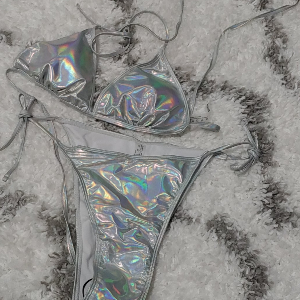 Silver Bikini Swimsuit 1X Super Sexy for the Beach, Pool or your next Cruise